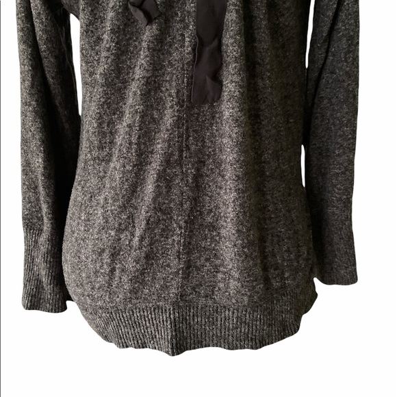 Anthropologie Saturday Sunday Gray Tie Back Ribbon Sweater Top - S - Picture 7 of 11